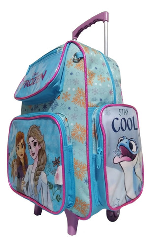 Mochila De Carrinho Lancheira Estojo Chenson Frozen Cor Azul Desenho Do Tecido Lisa