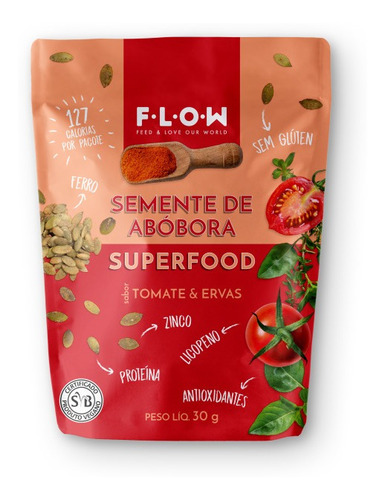 Kit 3x: Snack Semente De Abóbora Com Tomate/ervas Flow 30g