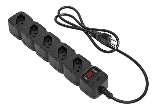 Alargador zapatilla de 5 tomas Intelbras EPE 205 color negro largo del  cable de 1m 10A 127V/220V