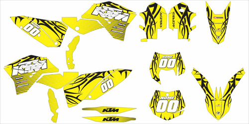 Adesivo Moto Cross Trilha Ktm Exc F 08-11 Amarelo Lm144