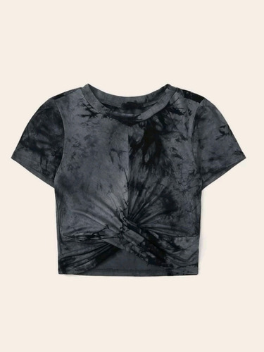 Polera Crop Top Moda Tie Dye Algodón Elásticado Nudo