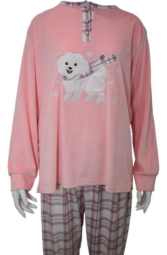 Pijama Plush Mujer Diseño Perrito Puddle En 3 Colores 