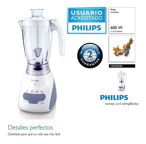 Licuadora de Pie Philips 600W 2Lts 3 Velocidades HR-2030-10