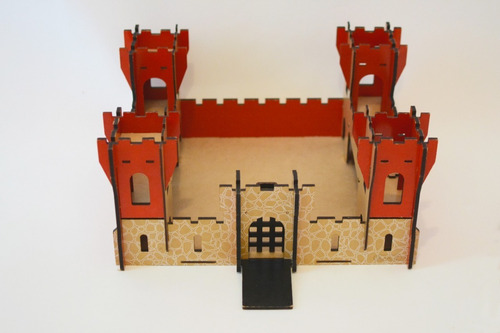 Imagen 2 de 10 de Castillo Madera Juego Infantil Figuras Medievales Niños