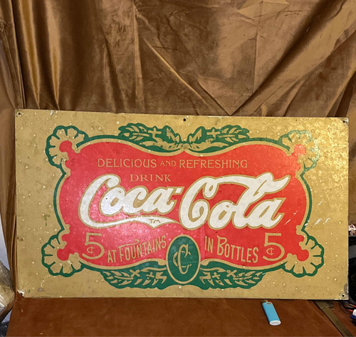 Coca Cola Cartel Chapa Litografiado 67 X 38cm.