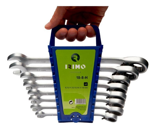 Set De Llaves Combinadas Con Crique Irimo 18-8-h Cromo Fijas