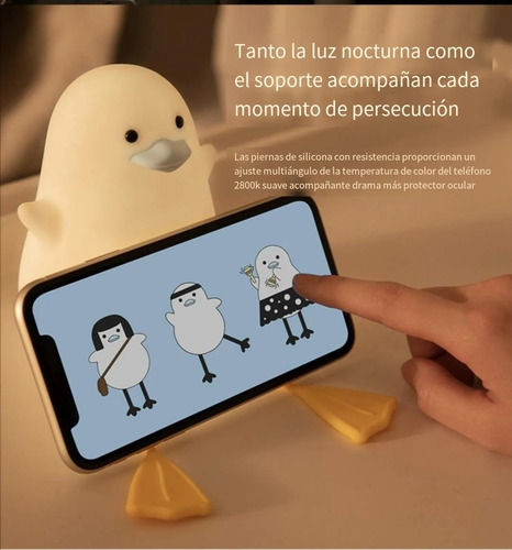 Lámpara De Pato Recargable Luz Nocturna Infantil Blanco