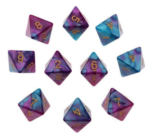 Juego De Mesa D8 D De Varios Lados, 10x10 Uds. + Azul