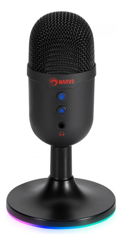 Microfone Marvo Rgb Usb Black Mic06 Bk Gamer Cor Preto
