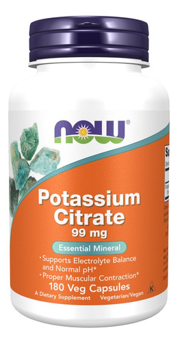 Now Foods Citrato De Potasio Potassium 99 Mg 180 Vegcaps