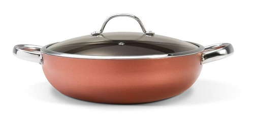 Wok Antiaderente Com Tampa E Alça 28cm Curry Cobre 3,55l