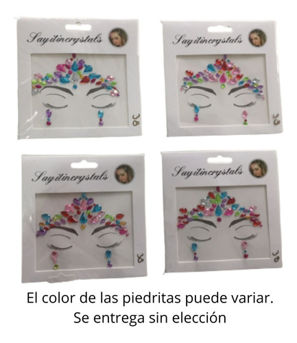 Imagen 3 de 10 de Gemas Autoadhesivas Rostro Cuerpo Strass Brillos Piedras