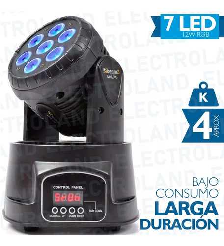 Imagen 4 de 10 de Cabezal Movil 7 Led X 12w Rgbw Robotico Dmx 13 Canales Dj