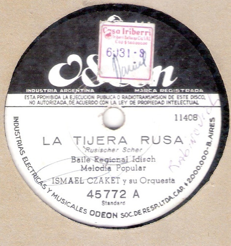 Ismael Czaket: La Tijera Rusa-la Nueva Tijera / 78 Rpm Odeon