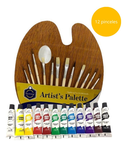 Kit De Oleos Acrilicos Paleta Pintor Pinceles