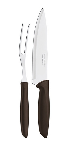 Imagem 4 de 9 de Jogo Faca Chef + Garfo Trinchante Churrasco Inox Tramontina