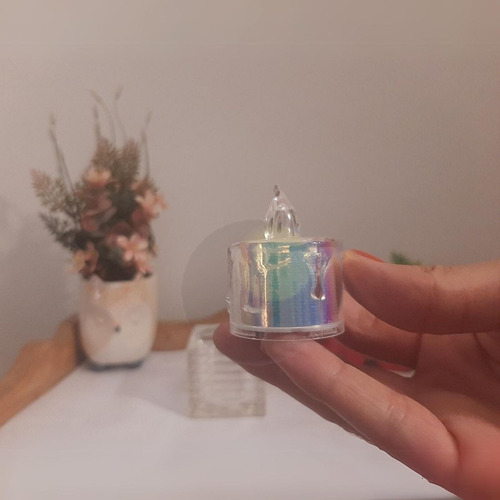 Castiçal Porta Vela Em Vidro Grosso Com Vela Led - Sensorial