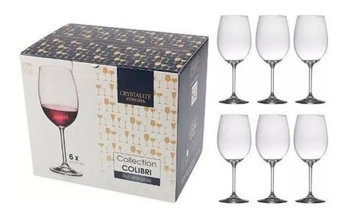 Copa Cristal Vino Bohemia Crystalite Colibri 580ml Caja X6