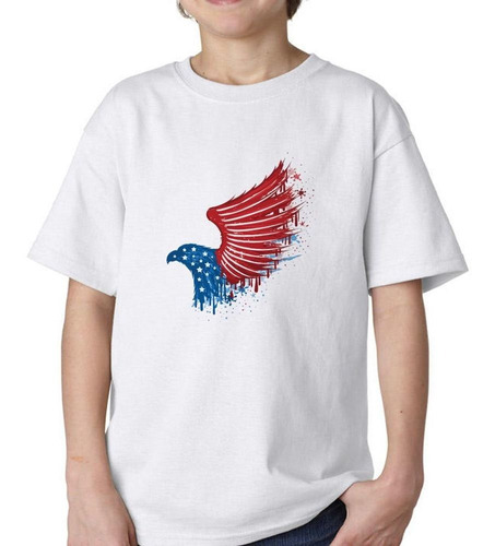 Remera De Niño Aguila Bandera Estrellas Azul Rojo Eu