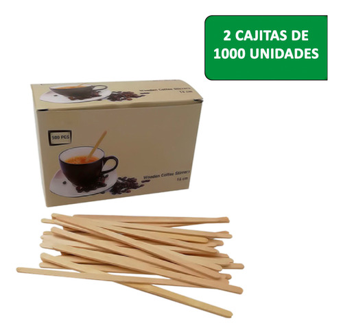 Removedor Madera Para Café Cajita De 1000 Uni Pack 2 Cajas