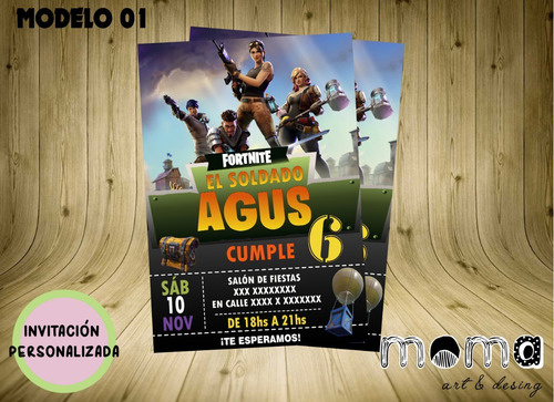 Invitaciones Imprimibles Y Digitales P/ Whatsapp - Fortnite
