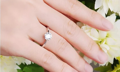 Anel Solitário Prata De Lei950 Noivado Casamento Aniversario