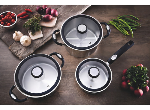 Set Batería Cocina Ollas Tramontina 5 Piezas Solar Silicona