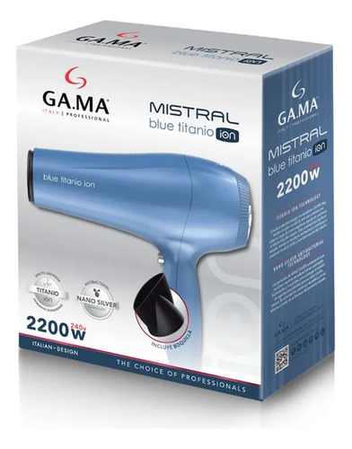 Secador De Pelo Mistral Blue Titanio Ion Gama Boquilla 3c