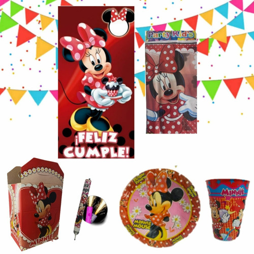 Mimi Minnie Mouse Roja Paquete Fiesta Artículos Kit Set 