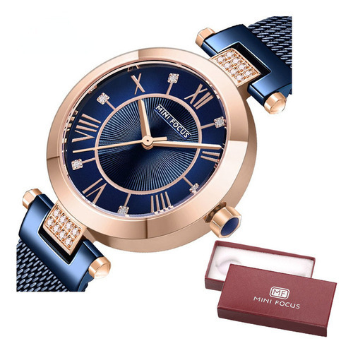 Relógio de pulso Mini Focus MF0215L com corria de aço inoxidável color azul
