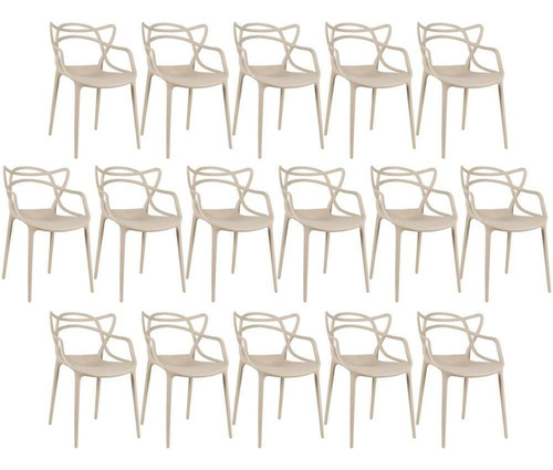 Kit  16 X Cadeiras Allegra Cozinha Jantar Restaurante Cor da estrutura da cadeira Nude