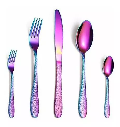 Juego de tenedores para cena, juego de tenedores de arco iris, 6 piezas de  acero inoxidable