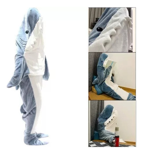 Pijama De Una Pieza Con Saco De Dormir Tiburón Súper Suave