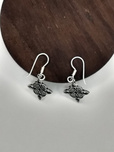 Aretes Nudo De Brujas Chico Curado Luna Llena Plata 925