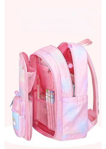 Mochila De Mujer Rainbow Children's School Para Niñas Color Rosa