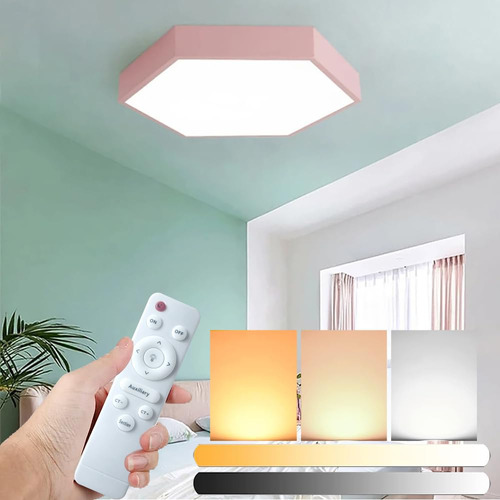 Lampara Techo Led Luz Empotrabl Hexagonal Moderna 12  Remoto