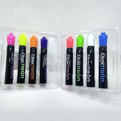 Marcador De Vinilo Eterna Colores Neón X 8 Plumones Surtidos