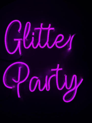 Glitter Party Cartel Neon Led Personalizado