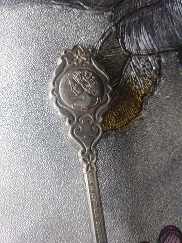 Antiguo Candelabro Ronson Juno Y Cucharita Australiana Plata (Usado)