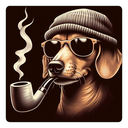 Mousepad Perro Pipa Salchicha Gorra Anteojos