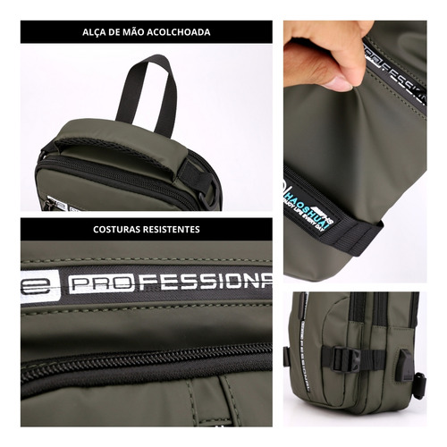 Mochila Transversal De Peito Mini Impermeável Pochete Viagem Bolsa Multifuncional Masculina Zafin Cor Verde