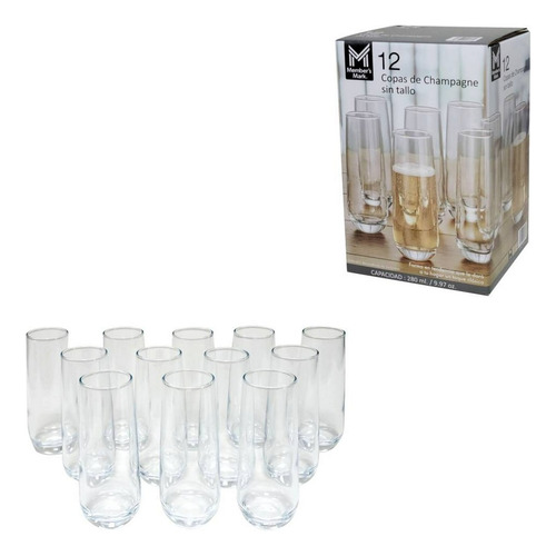 Copas De Champagne Sin Tallo Member's Mark 12 Pzas Color Vidrio