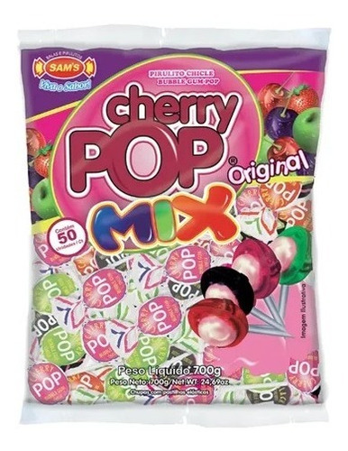 Pirulito Cherry Pop Mix Original Sam´s Pacote C/ 700gr