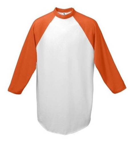 Augusta-baseball Jersey 3/4 mangas Raglán ~ White/orange ~ A