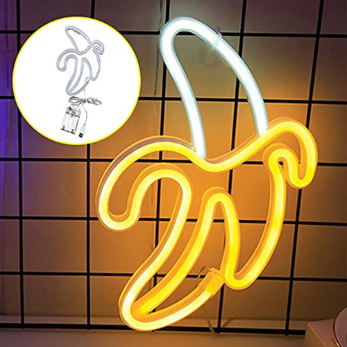 Letrero Led De Neón Tipo Banana Light Con Batería Y Alimenta