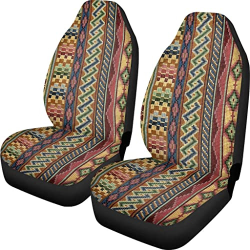 Fkelyi Southwestern Tribal Car Front Seat Covers Aztec Strip