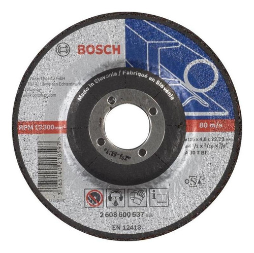 Disco Desbaste Expert Bosch Metal 115x4,8 Centro Deprimido Color Negro