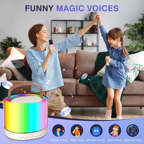Micrófono Doble Para Niños Con Luces Led, Karaoke Para Niños