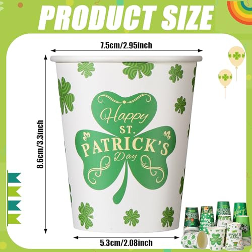 Conjunto De 100 Vasos Desechables De San Patricio Maxcheck