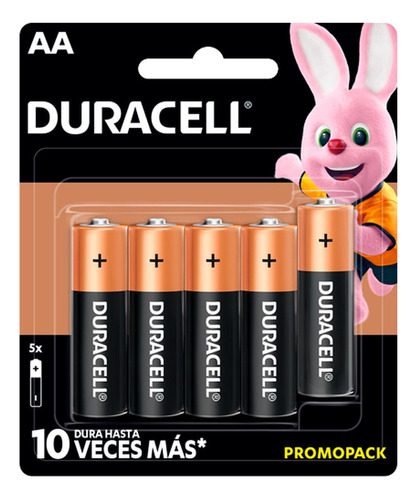 Pila Duracell Alcalina Mn1500b5 Aa Con 5 Piezas 1.5v Grande